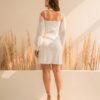 White Asymmetry Corset Dress with Detachable Sleeve