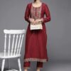 Maroon Yoke Design Silk Kurta