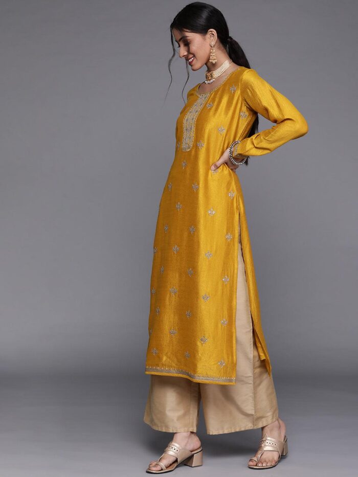 Mustard Women Tunic Side Pose