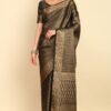 Black Ethnic Motifs Woven Design Zari Silk Blend Saree