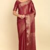 Maroon Ethnic Motifs Woven Design Zari Silk Blend Saree