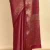 Maroon Ethnic Motifs Woven Zari Silk Blend Saree