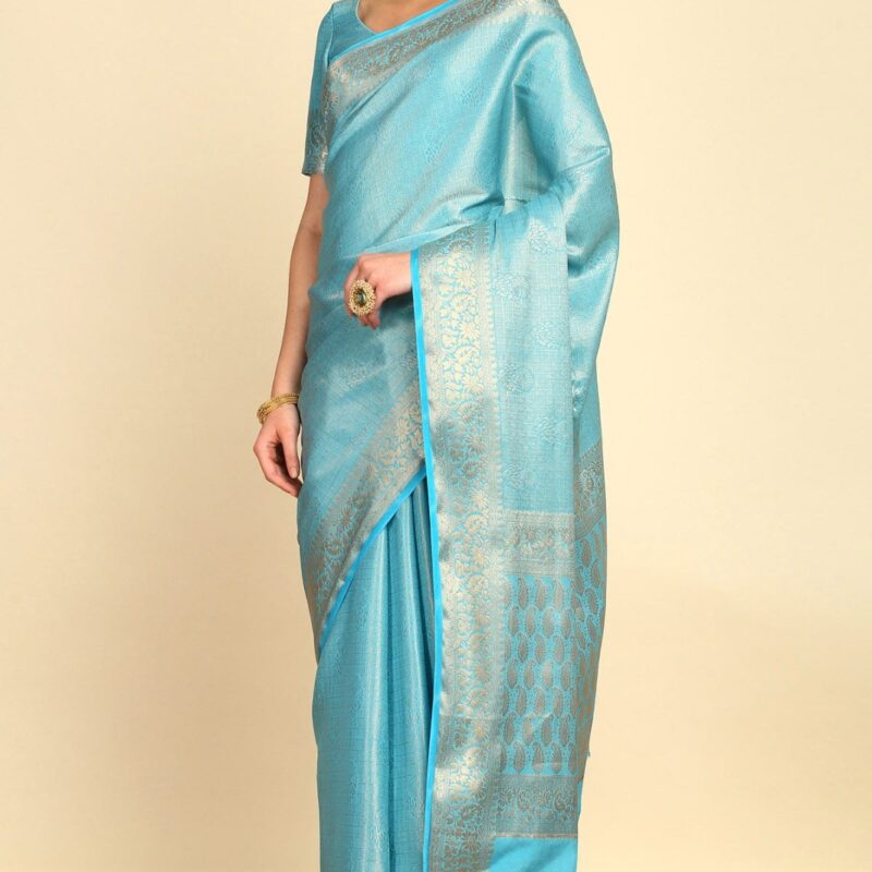 Ethnic Motifs Woven Design Zari Silk Blend Saree