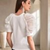 Puff Sleeve White Top Back