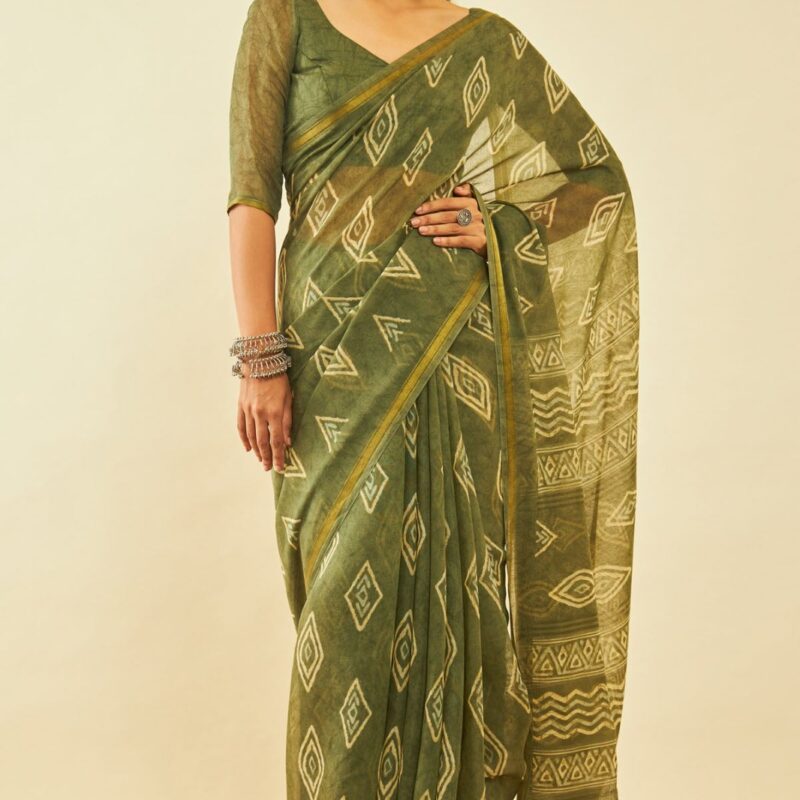 Chanderi All-Over Geometric Print Saree