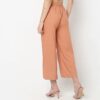 Flare Fit Solid High Rise Palazzos Back