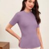 Lavender High Neck T Shirt