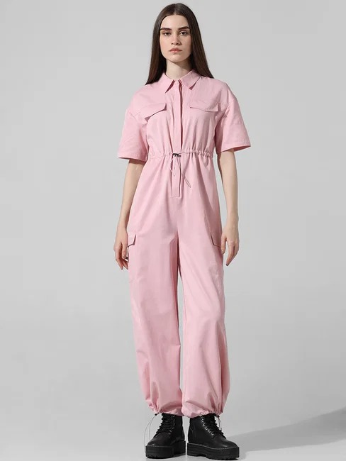 Pink Cargo Jumpsuit