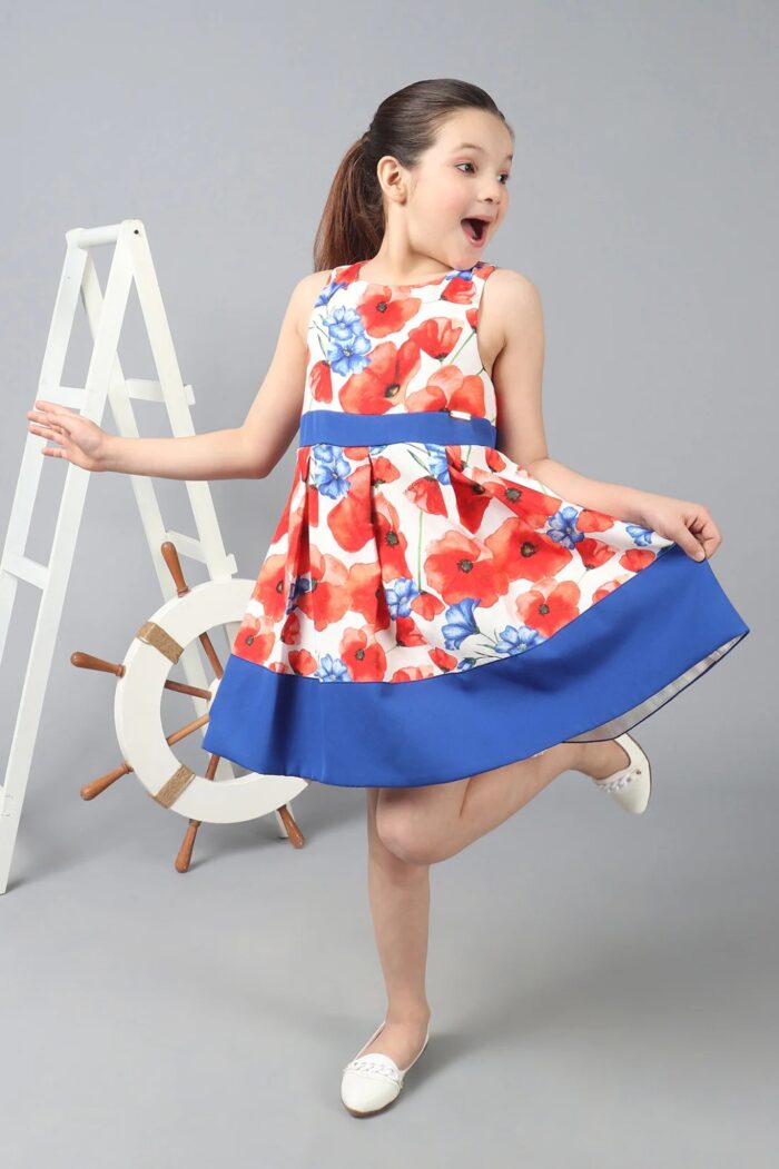 Floral Printed Fit & Flare Bow Dress