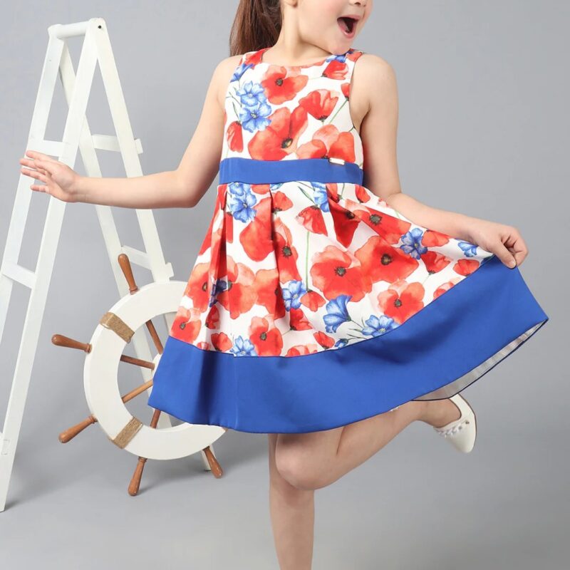 Floral Printed Fit & Flare Bow Dress