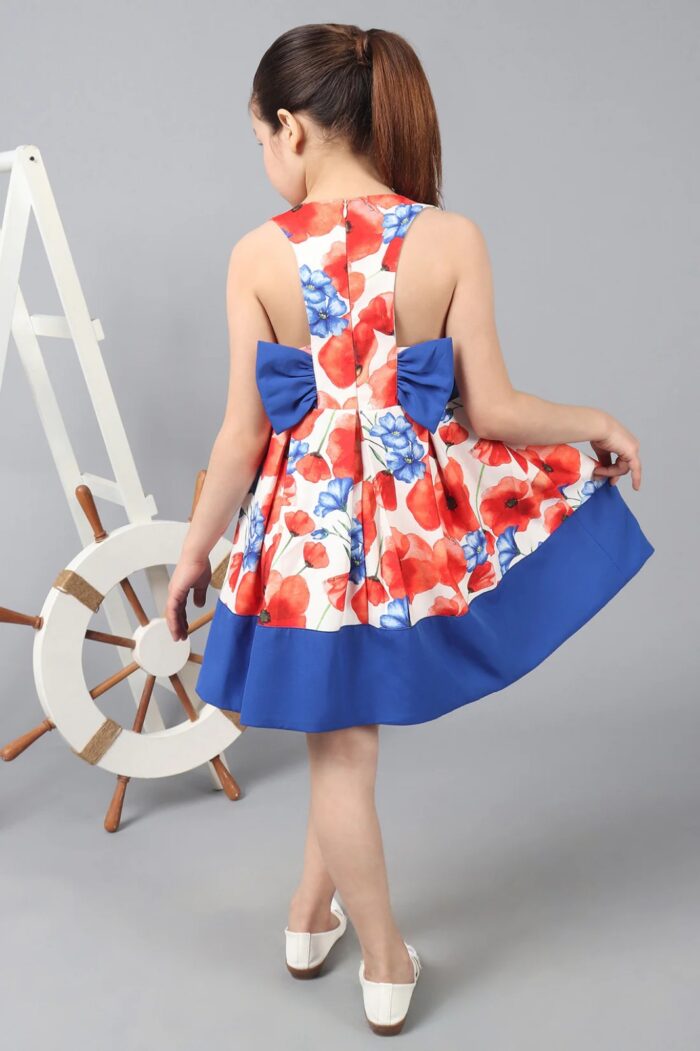 Floral Printed Fit & Flare Bow Dress