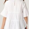 Cotton Dobby Round Neck Tiered Top