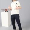 Boys White Stretchable Polo Tee with Embroidery