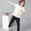 Boys White Stretchable Polo Tee with Embroidery