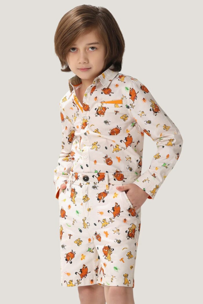 Boys Off White Disney Pumba Printed Cotton Short